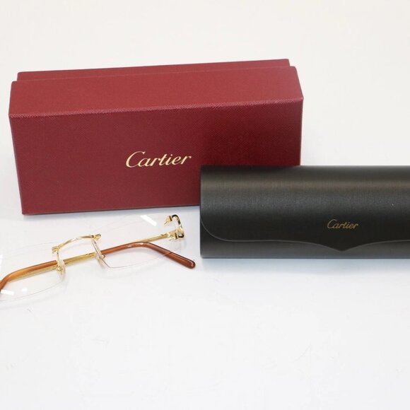 Cartier CT 00920 001 Decor Gold Men's Rimless Sunglasses Clear Lens 140MM - Picture 1 of 14